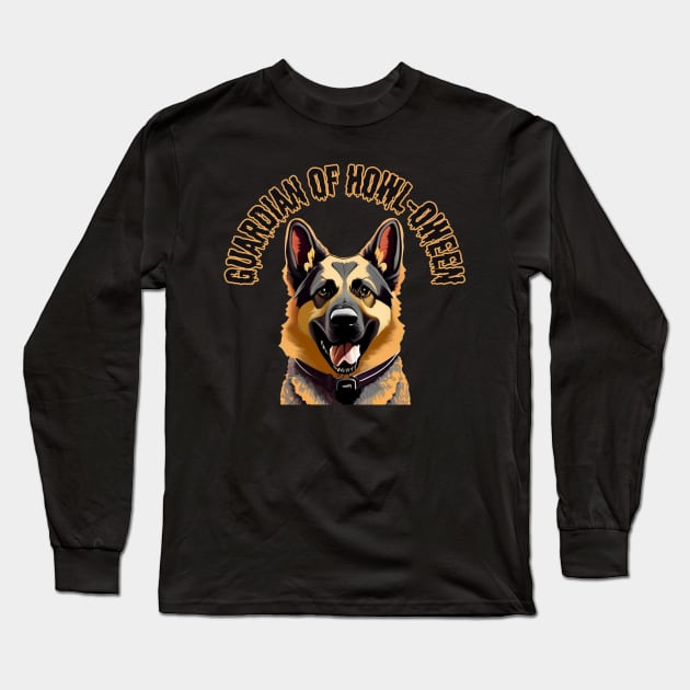 Guardian of Howl-oween. Dog, German shepherd, Halloween Long Sleeve T-Shirt by Project Charlie